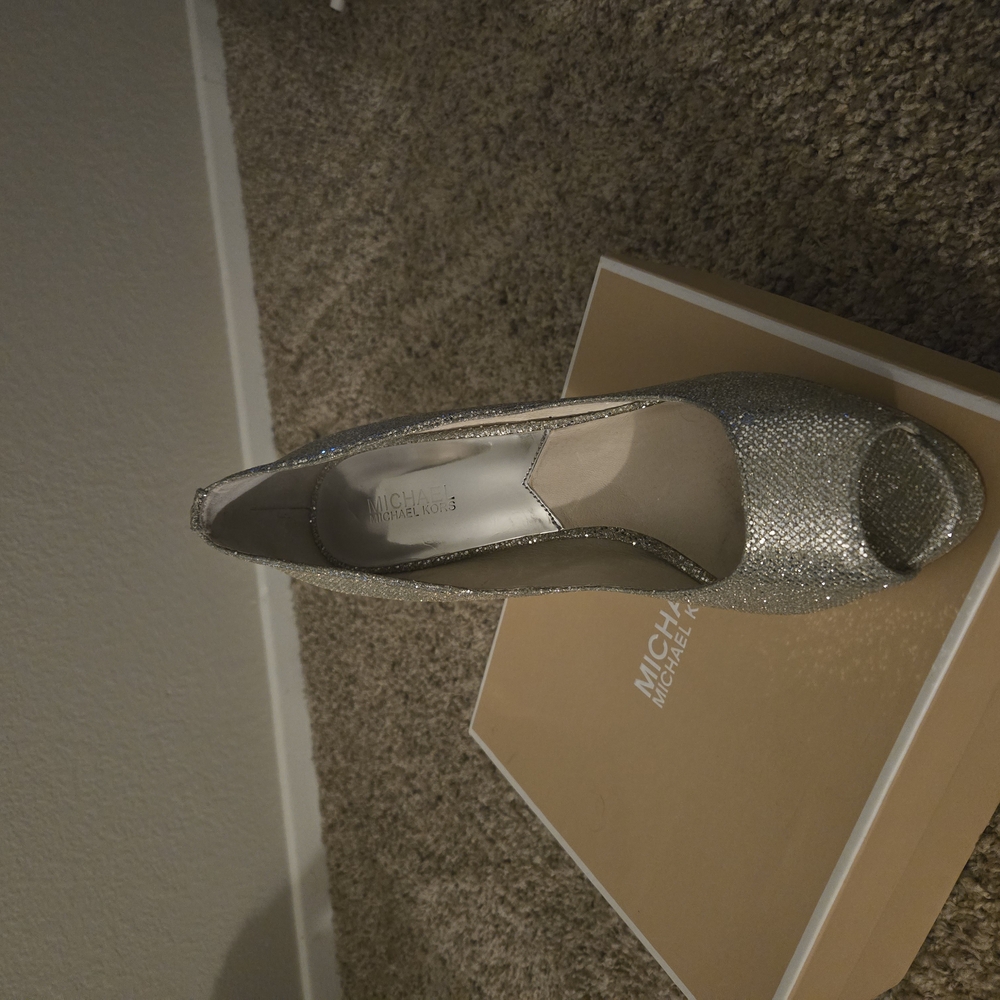 Michael Kors Silver Peep-Toe Women's Shoes